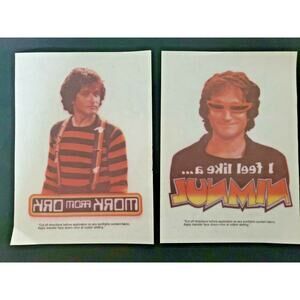 Vtg 2 Robin Williams Mork from Ork & I Feel Like A Nimnul 1970 Iron On Transfers